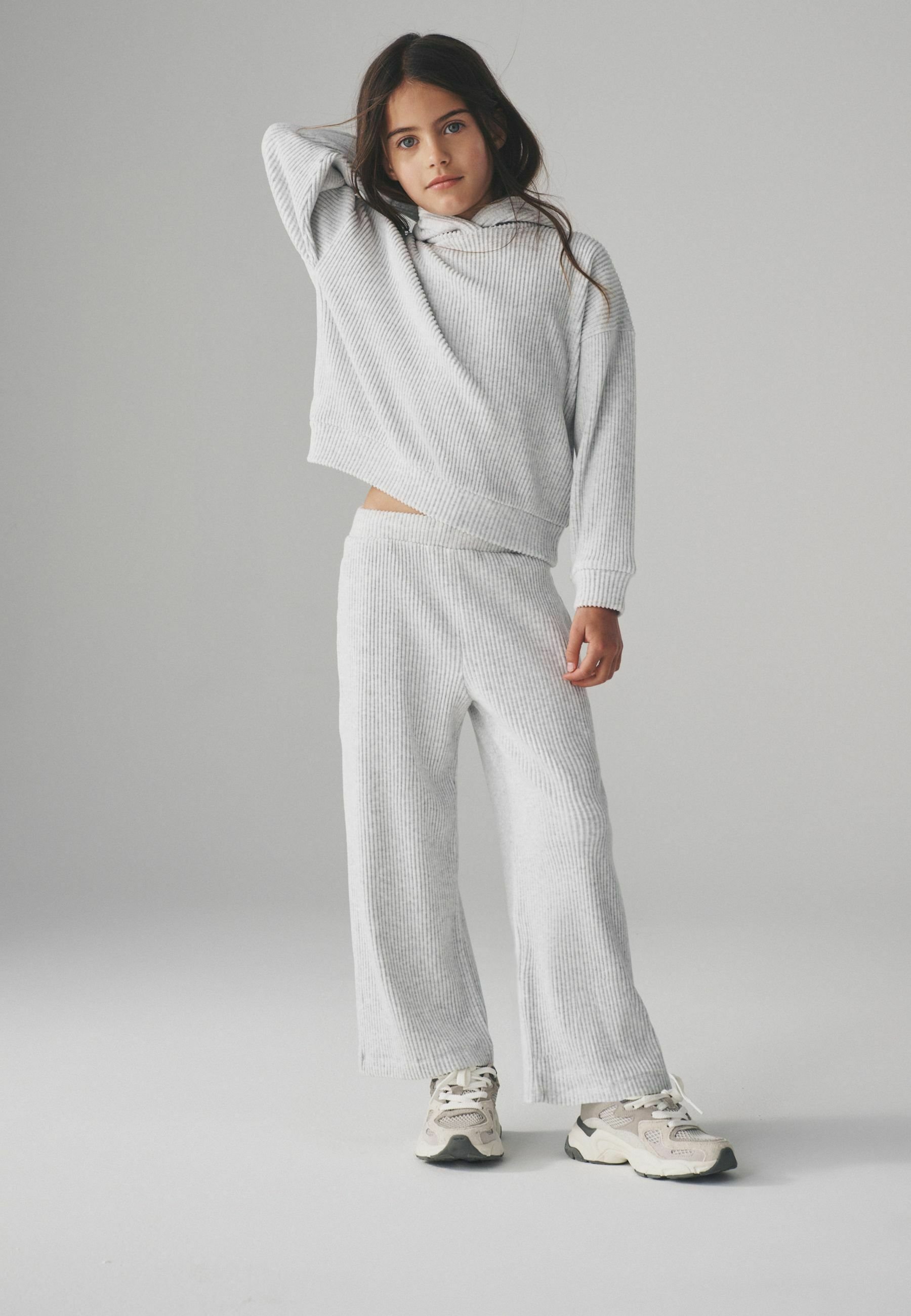 Ensemble Polaire Fille Hiver - Sweat à Capuche + Pantalon Large à Carreaux, Chaud Et Confortable - 12