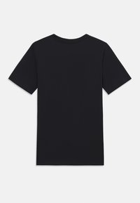 Μαύρο κοντομάνικο T-shirt από βαμβάκι, με στρογγυλή λαιμόκοψη και απλό, μονοχρωματικό σχέδιο χωρίς πατρόν ή γραφικά.