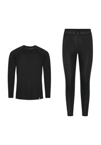 Top de manga larga negro y leggings hechos de una tela suave y elástica. Los leggings tienen una cintura elástica negra con el texto "DANISH ENDURA".