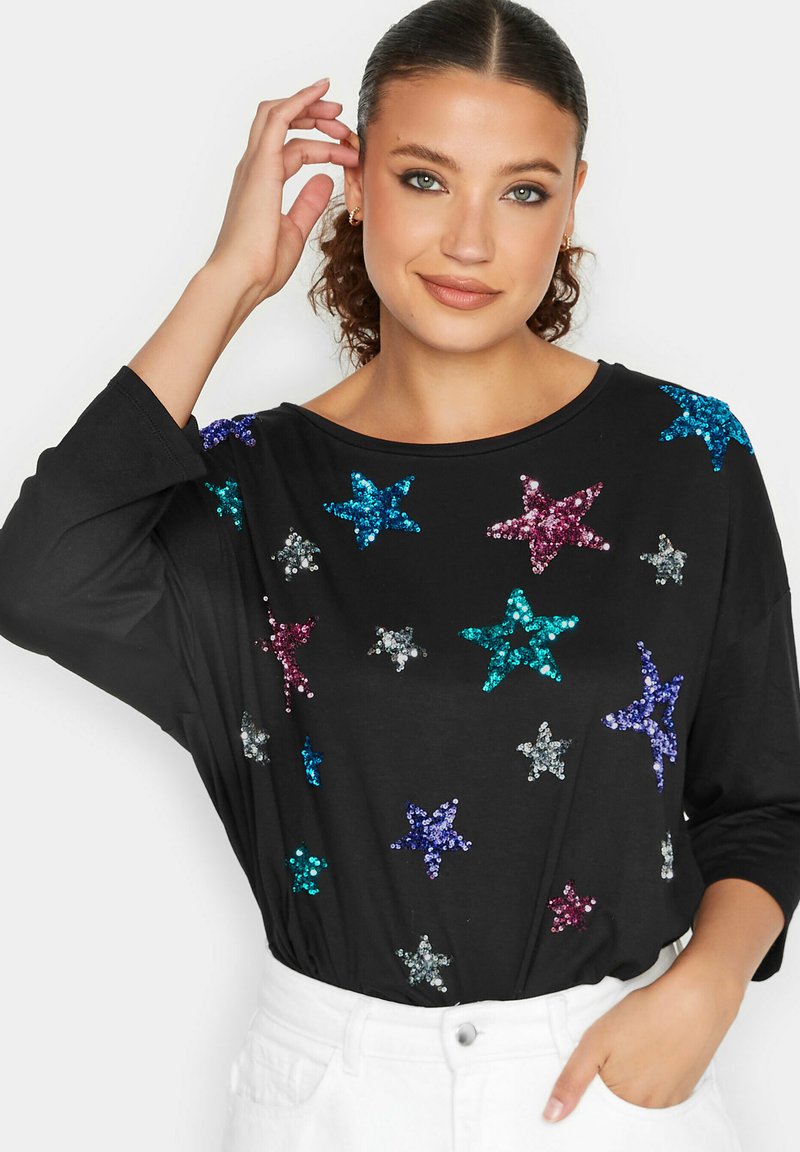 long-tall-sally-sequin-star-pitk-hihainen-paita-black-musta