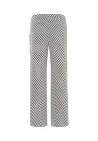 Losse fit broek met een zwart-wit klein ruitpatroon en een rechte pijp.