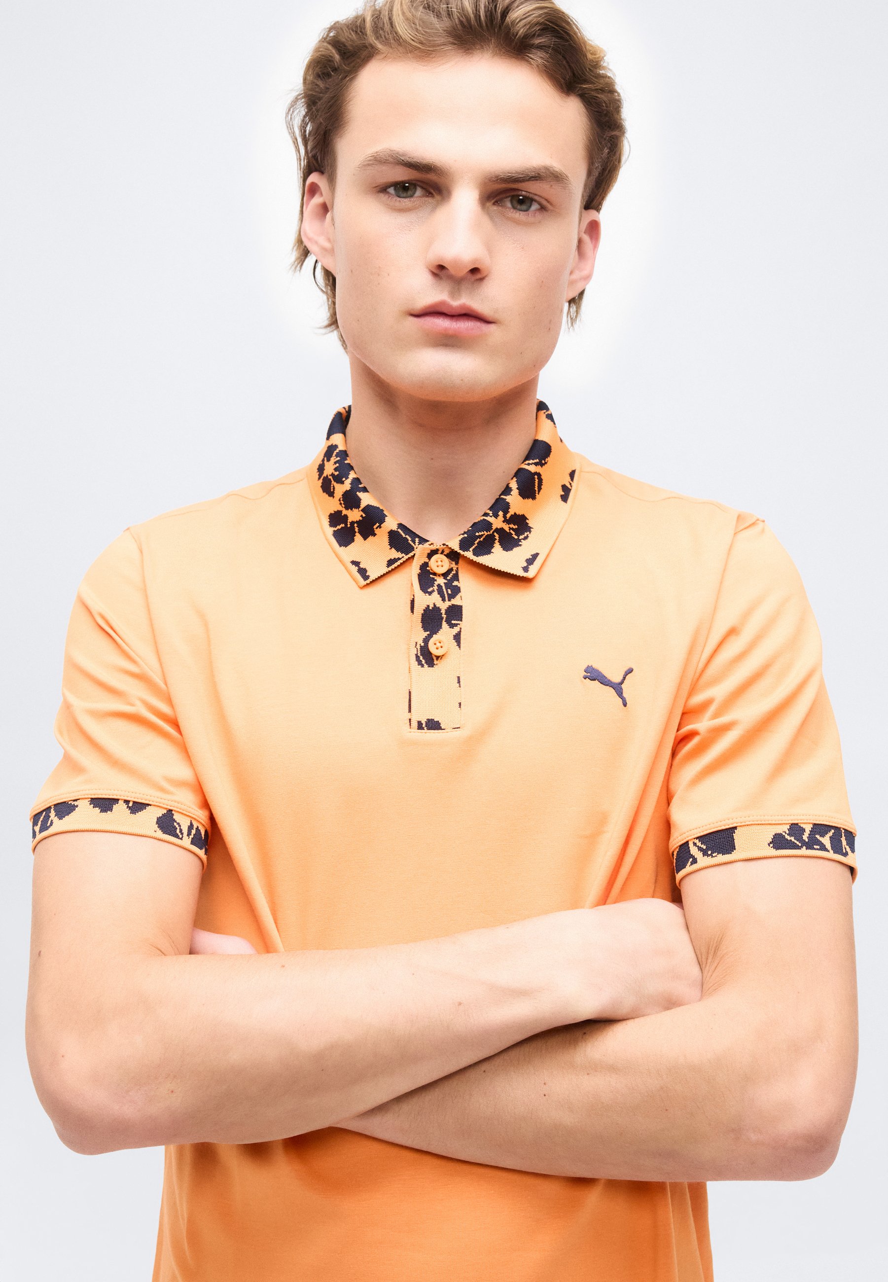 Puma Golf Polo shirt - melon glow/deep navy/orange - Zalando.ie