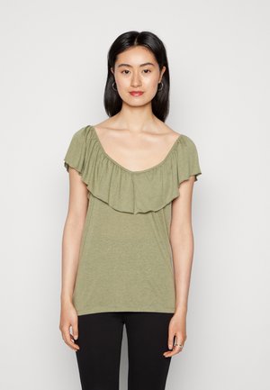 ONLY ONLLIA  FRILL  - Βασικό μπλουζάκι - desert sage