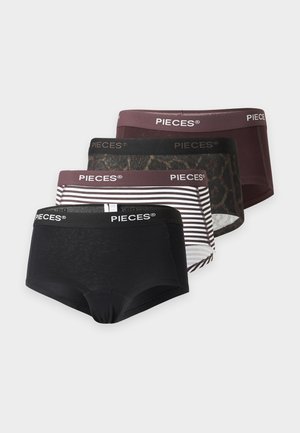Pieces, PCLOGO 4 PACK - Hipsters - chocolate plum/black