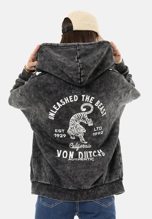 AVEC PRINT BEAST - Sweat zippé - noir