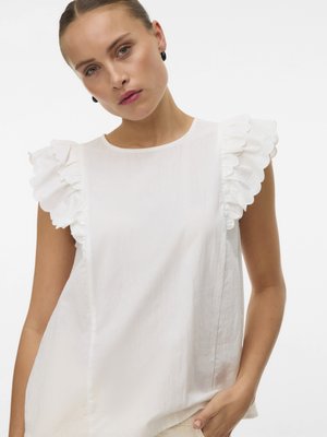 Vero Moda VMRITA SCALLOP  - Top - snow white