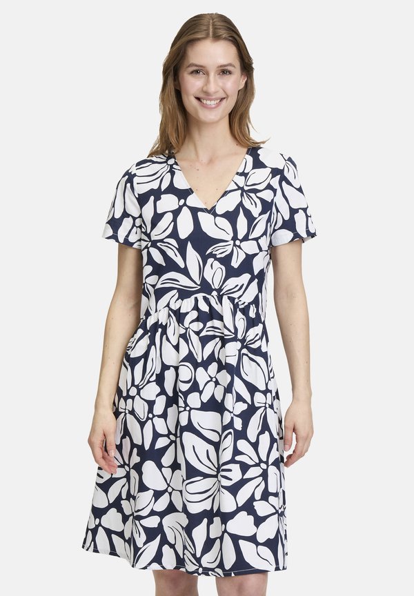 SOMMER MIT V-AUSSCHNITT - Freizeitkleid - dunkelblau weiß