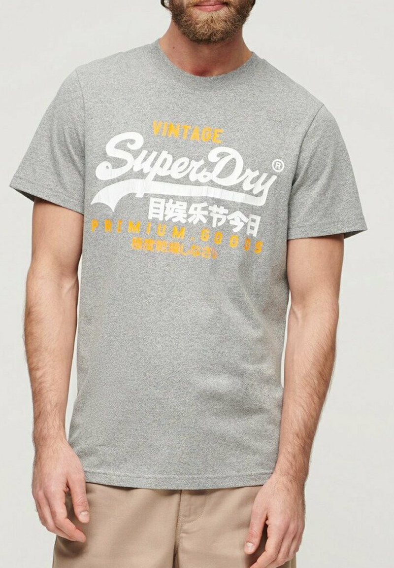 Superdry & Co VINTAGE LOGO DUO - T-shirt print - light grey grit
