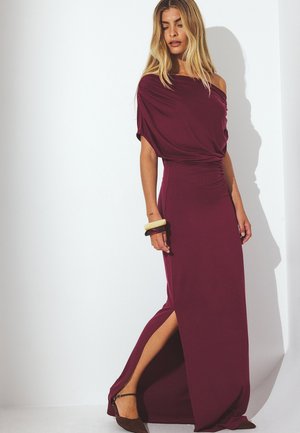 NA-KD SOFT LINE DRAPED  - Dolga obleka - bordeaux