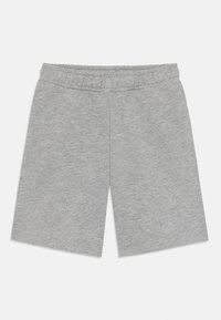 Shorts en coton gris avec une taille élastique, coupe droite et texture lisse. Aucun motif ni accent visible.