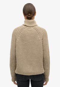 Superdry & Co SLOUCHY STITCH ROLL NECK - Pullover - soft beige marl