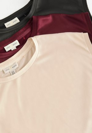 Love & Roses, REGULAR FIT - SATIN FRONT T-SHIRTS 3 MULTIPACK - Camiseta básica - black white and berry