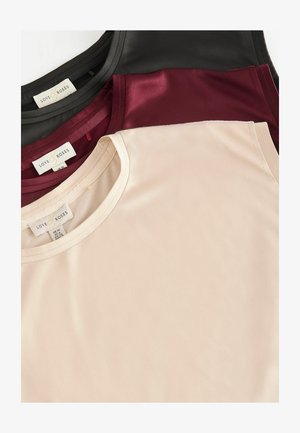Love & Roses, REGULAR FIT - SATIN FRONT T-SHIRTS 3 MULTIPACK - Základné tričko - black white and berry