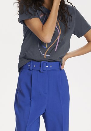 T-shirt med print - mottled dark blue