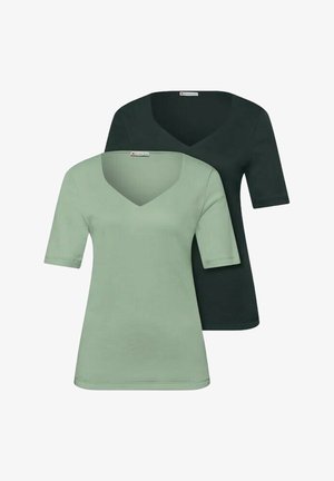Street One, T-SHIRTS MIT HERZAUSSCHNITT IM 2ER-PACK - T-shirt basic - mint leaf deep bound green