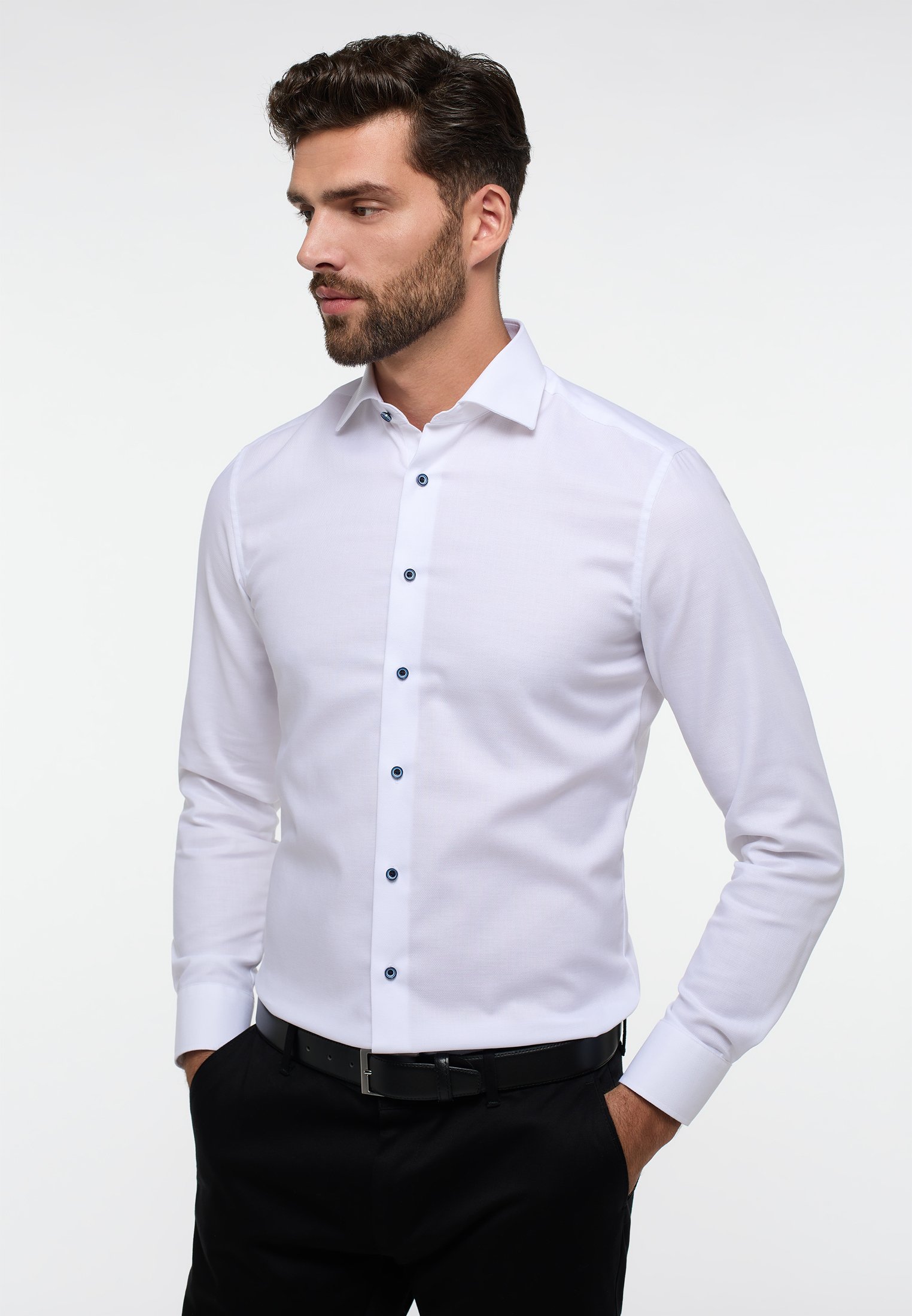ETERNA Herren-Hemd Slim Fit – Strukturiertes Natté-Hemd Aus 100% Baumwolle, Bügelfrei, Mit Kent-Kragen, Für Business & Freizeit