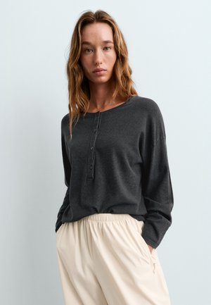 OYSHO, LONG-SLEEVE WAFFLE KNIT JUMPER - Jumper - dark anthracite