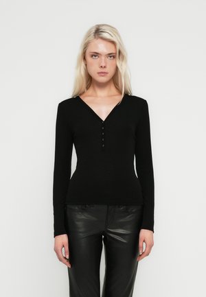 SHEER HENLEY - T-shirt à manches longues - black