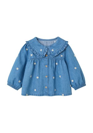 Vertbaudet, VERTBAUDET JEANSBLUSE MIT BLUMENSTICKEREIEN BABY - Button-down blouse - blue stone