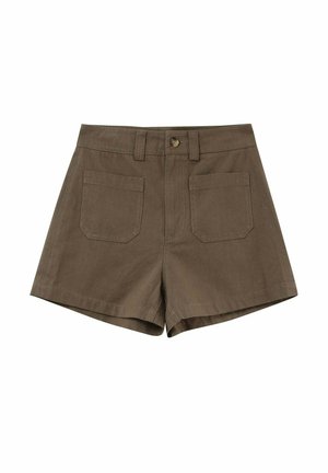 Shorts en coton marron avec une taille haute, deux poches arrière et des coutures ton sur ton pour plus de détails.