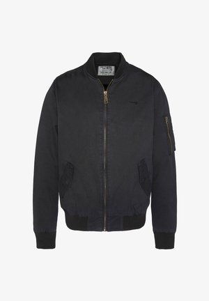 Veste bomber, marine sombre, en mélange de coton, fermeture éclair à l'avant, poches latérales, poignets et ourlet côtelés, comprend une poche utilitaire sur la manche.