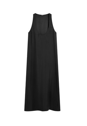 Massimo Dutti, FLOWING MIDI DRESS WITH ROUND NECKLINE - Freizeitkleid - black