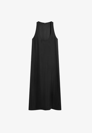 Massimo Dutti, FLOWING MIDI DRESS WITH ROUND NECKLINE - Jurk - black