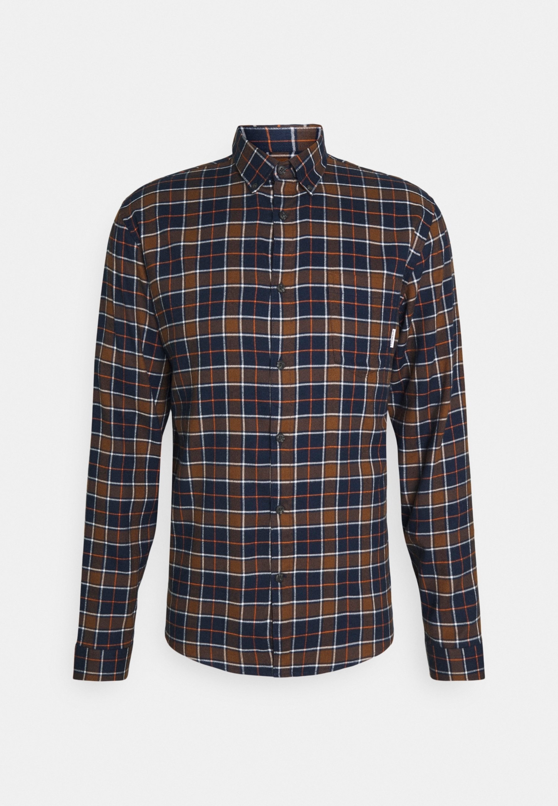 Chemise Homme J.Crew Grand Slim à Carreaux Orange Et Bleu Marine - Taille L - Coton - Occasion TB état