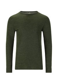 Langarmige, donkergroene crewneck shirt van een zachte, textuurrijke stof met een slim fit ontwerp.
