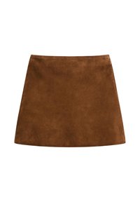 MINI WITH TOPSTITCHING - Kožená sukně - brown