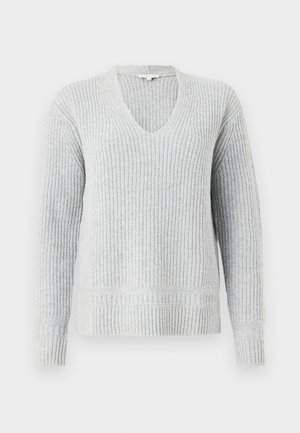 TOM TAILOR V NECK PULLOVER - Svetrík - medium silver grey