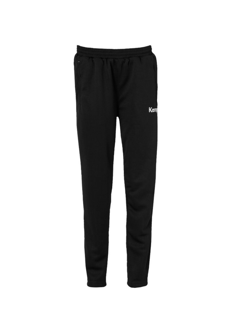 Sorte sweatpants med elastisk talje, to sidelommer og "Kemp" logo i hvid på venstre lår. Lavet af et blødt, strækbart materiale.