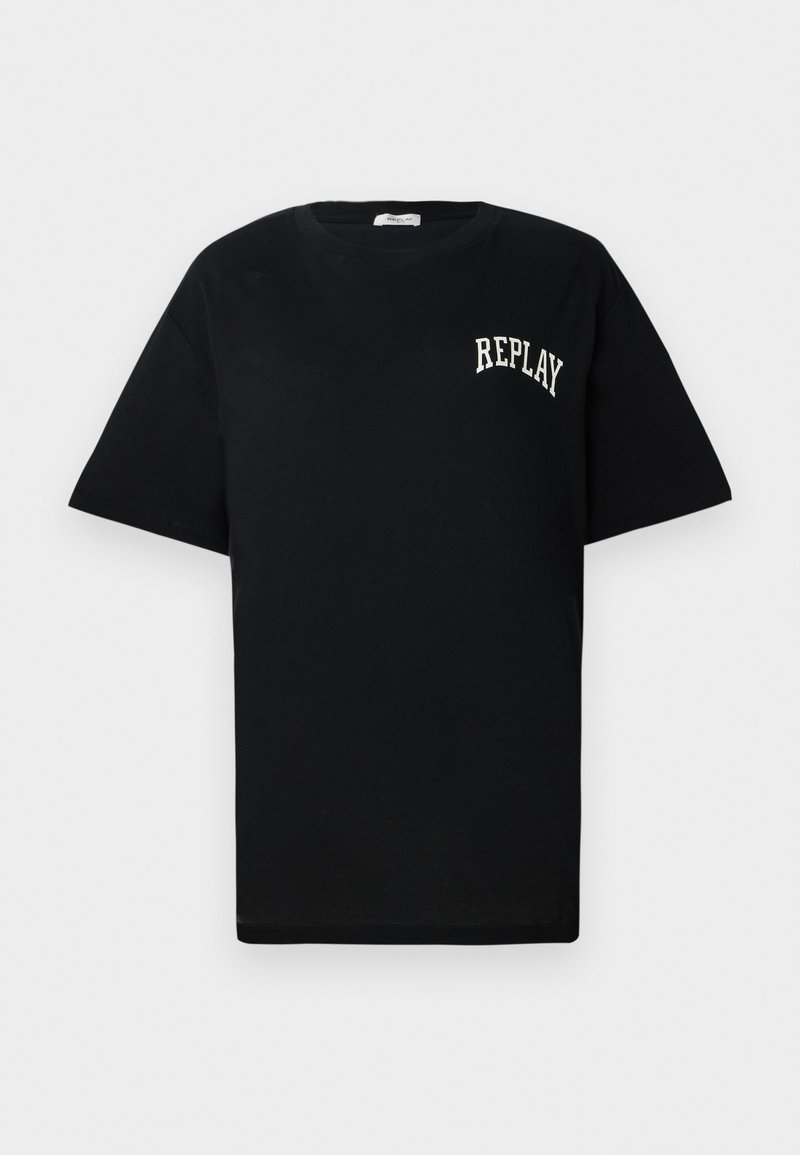 Replay T-shirt print zwart denim/blackdenim
