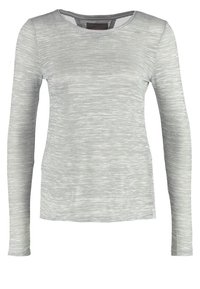 Langärmliges, Rundhals-Shirt in Hellgrau mit einem subtilen strukturierten Muster. Hergestellt aus einem weichen, elastischen Stoff für optimalen Komfort.