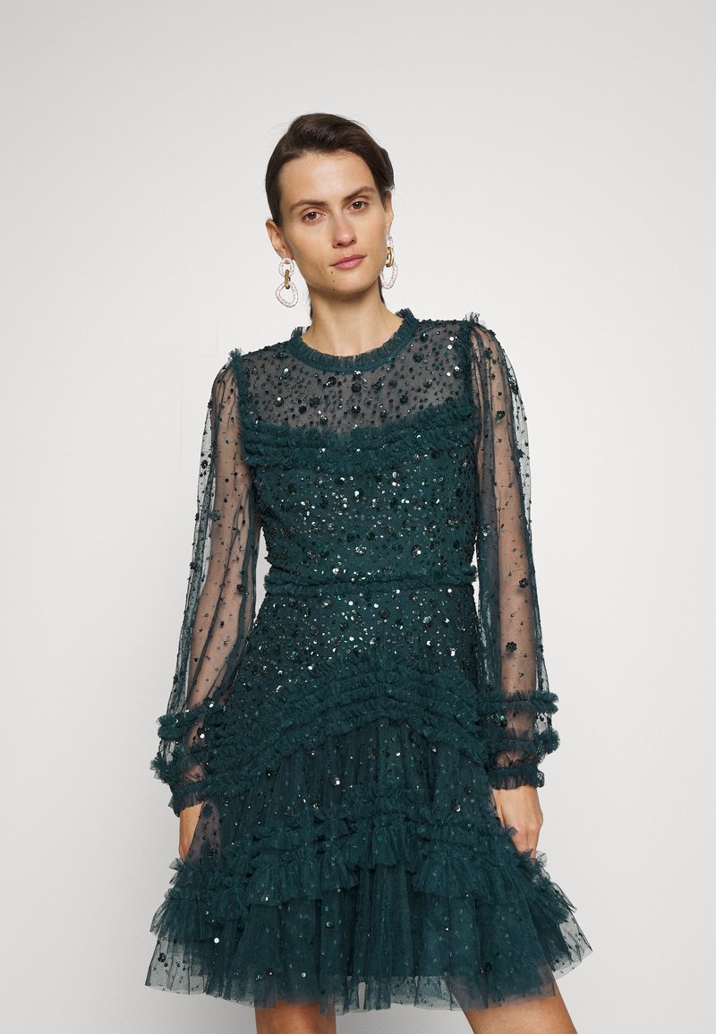 Needle & Thread MAYBELLE SEQUIN MINI DRESS Cocktailjurk emerald/groen Zalando.nl