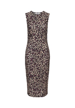 MIDI - Jerseykleid - schwarz/braun/beige