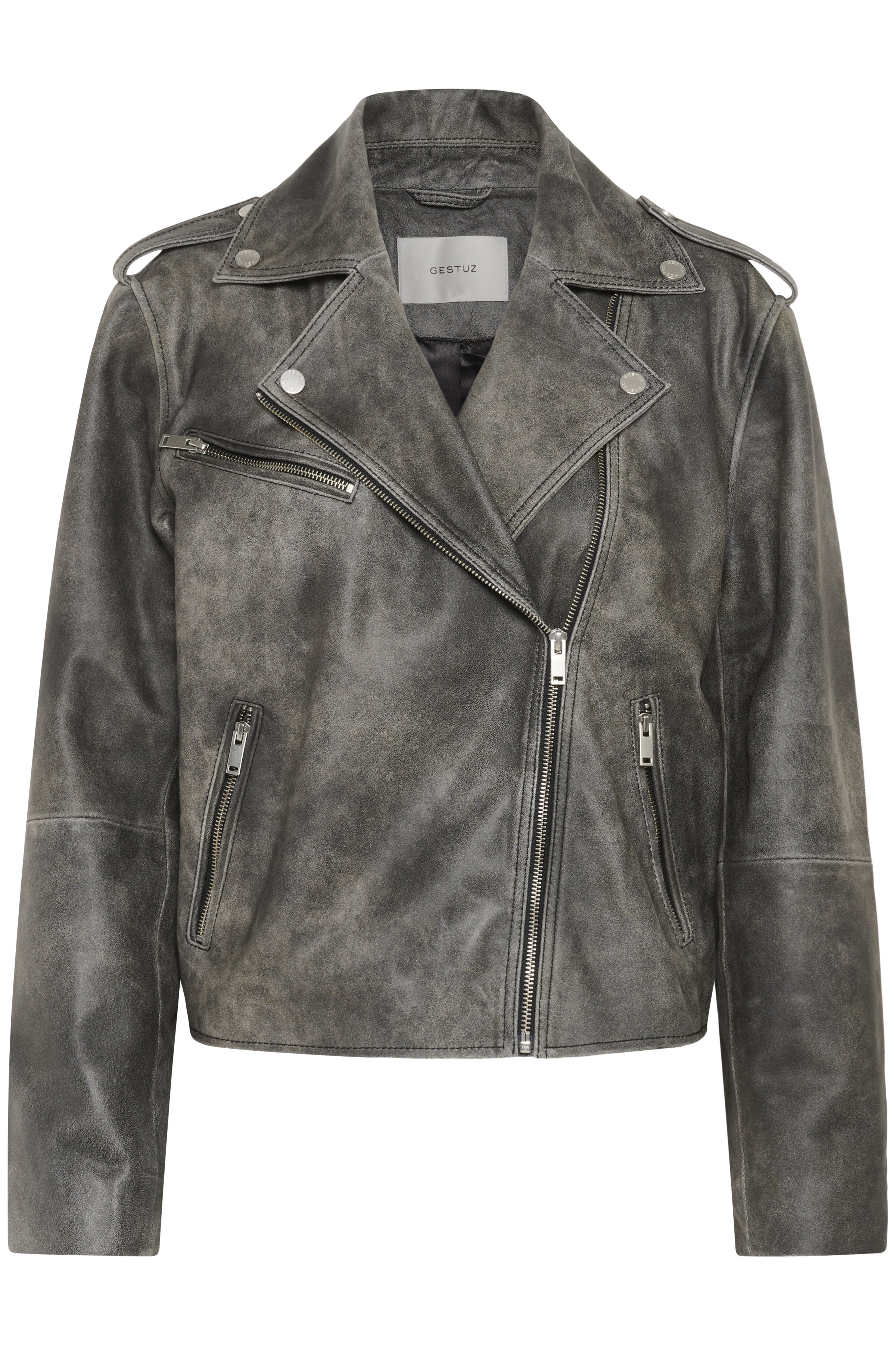 Gestuz VINTAGE JACKET - Leather jacket - cold vintage grey/grey