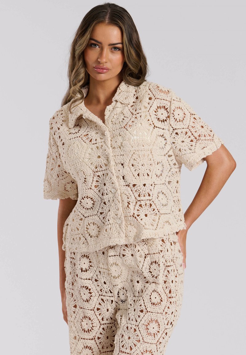 South Beach CROCHET BEACH CO ORD - Camisa - cream