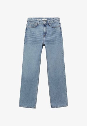 Svijetloplave traperice ravnog kroja, s pet džepova, petljama za remen i suptilnim izblijedjelim završetkom.