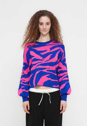ONLHILLA MIX BOX O NECK - Πουλόβερ - dazzling blue/pink yarrow