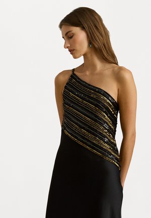 BEADED MESH & SATIN ONE-SHOULDER GOWN - Ένδυση για ειδικές περιστάσεις - black/gold