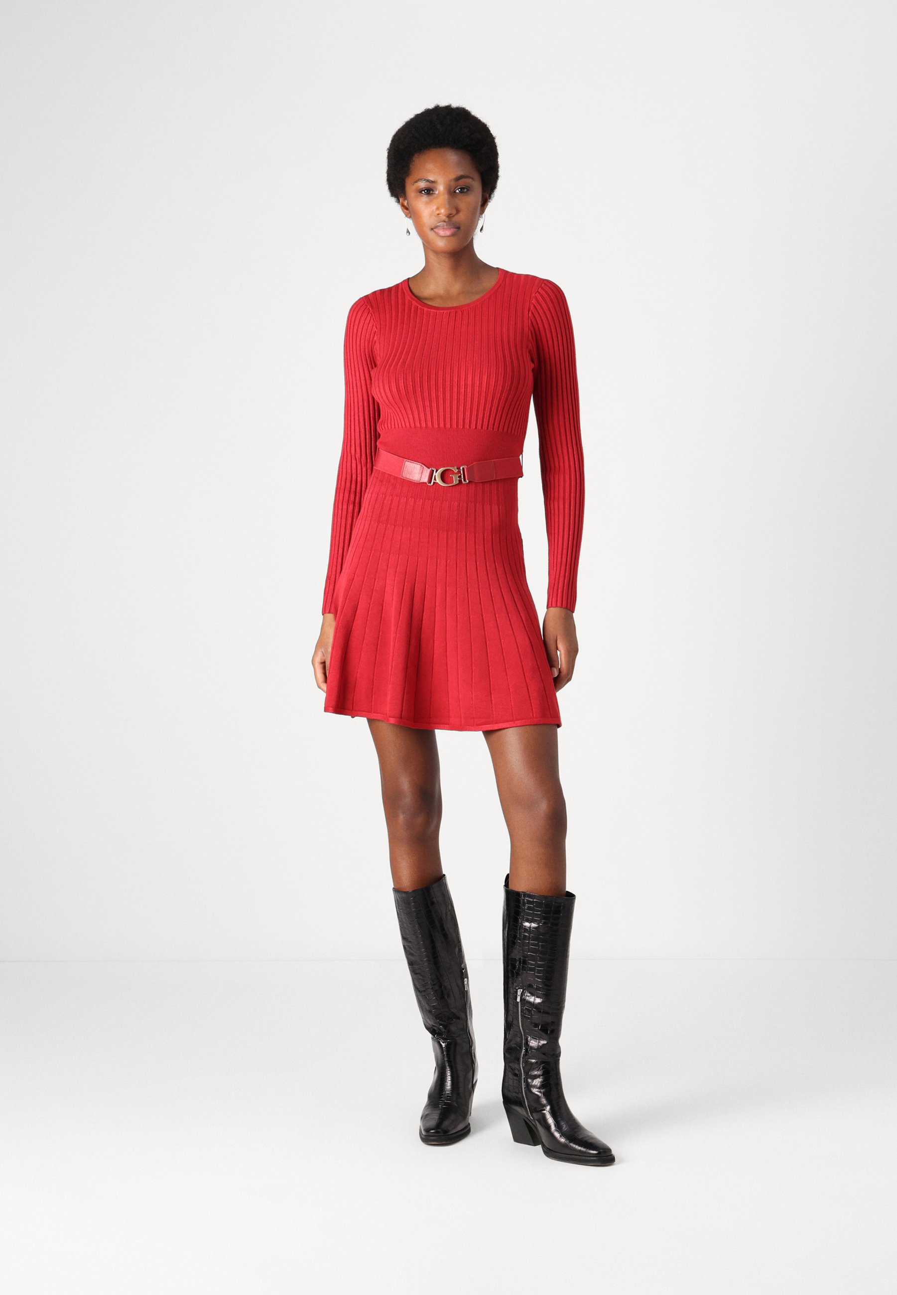 guess red dress 2018 Guess Womens Red Cut Out Seamed Short Sleeve Turtle Neck Mini Cocktail Body Con Dress XL