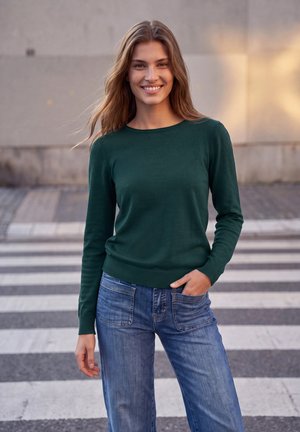 Street One Studio, PULLOVER WITH GATHERED DETAILS ON THE SLEEVES - Pullover - mossed green