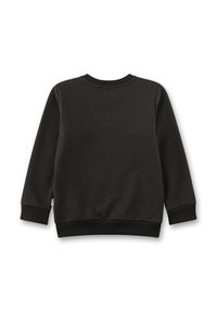 Schwarzes Sweatshirt aus weichem Baumwollmix, mit Rundhalsausschnitt, langen Ärmeln, gerippten Bündchen und einer glatten, ungeschmückten Textur.