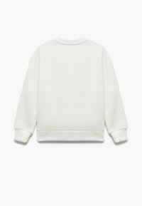 Witte crewneck sweatshirt met lange mouwen, gemaakt van zacht materiaal. Heeft ribgebreide manchetten en een boord. Gladde textuur, minimalistisch ontwerp.
