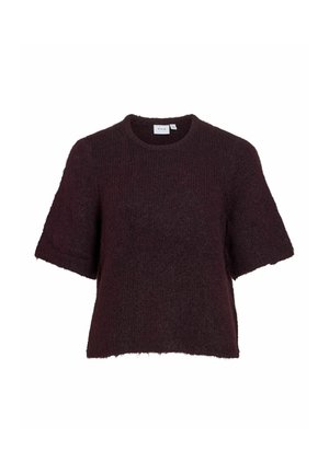 VILA, KNITTED TOP VIMARLEY SHORT SLEEVED - T-shirt basique - winetasting