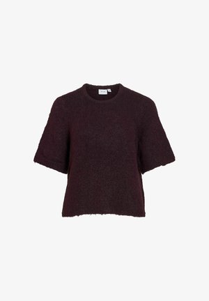 VILA, KNITTED TOP VIMARLEY SHORT SLEEVED - T-shirt basique - winetasting