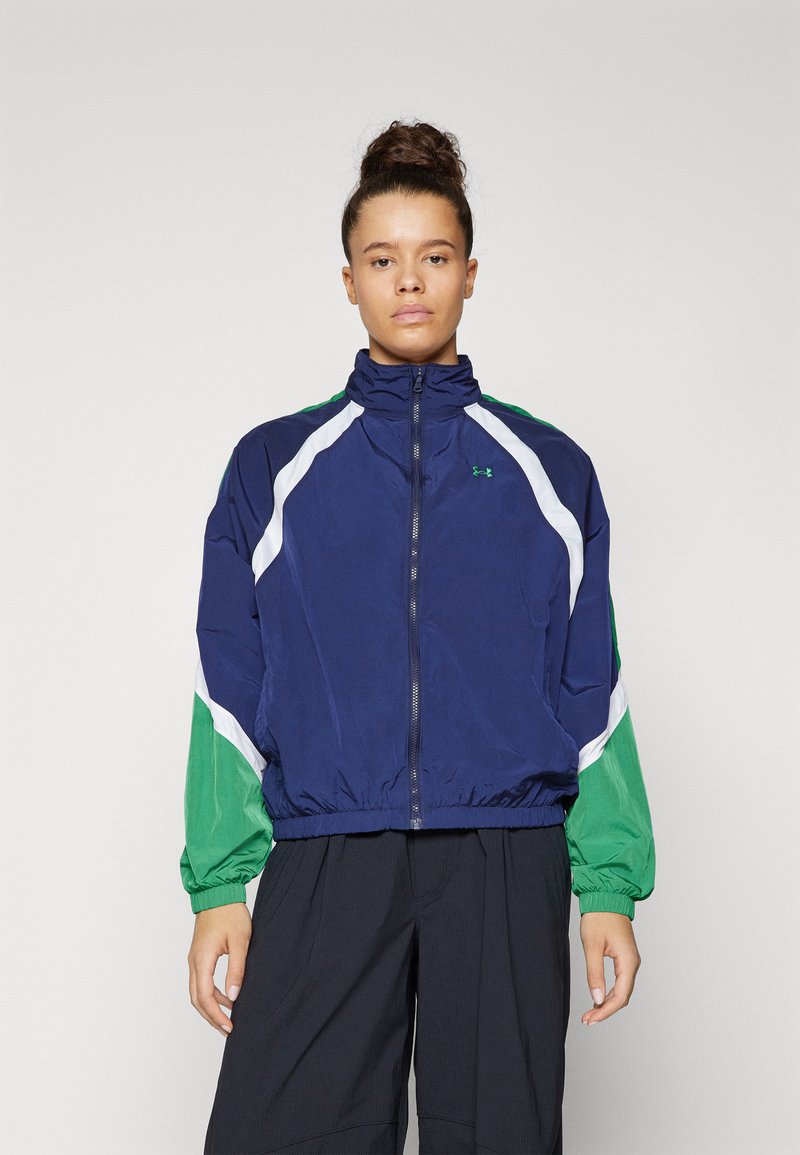 Under Armour ICON CRINKLE TRACK JACKET - Jakna za treniranje - midnight navy/team kelly green