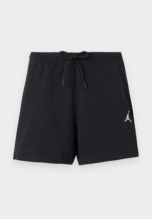 Černé sportovní šortky s šňůrkou v pase a malým bílým logem Jumpman na levé noze.