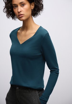 MIT HERZAUSSCHNITT - Langarmshirt - türkis